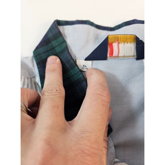 Panhandle Slim vintage chambray striped long sleeve button up XL 17.5 western ^ - Picture 7 of 10